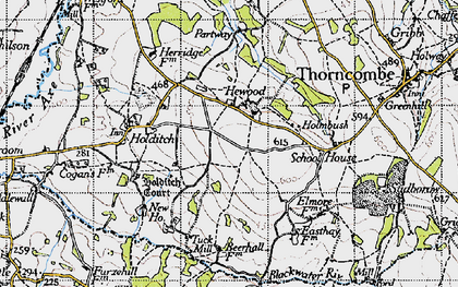 Old map of Hewood in 1945