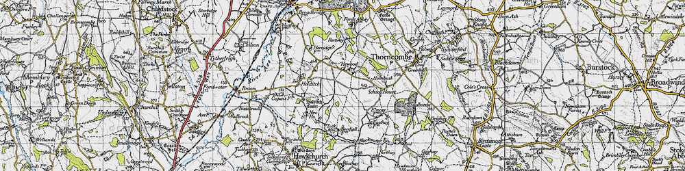 Old map of Hewood in 1945