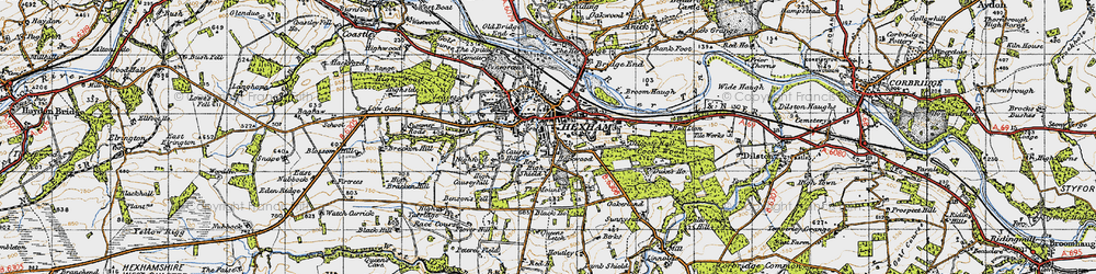 Old map of Wydon Burn in 1947