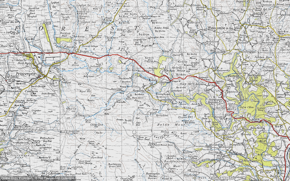 Old Map of Historic Map covering Aune in 1946