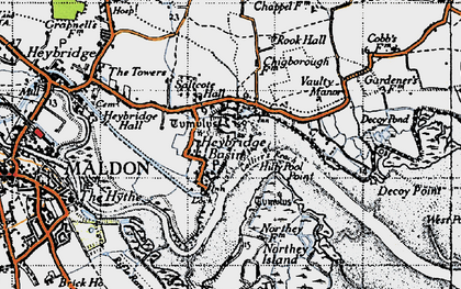 Old map of Heybridge Basin in 1945