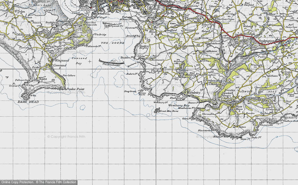 Old Map of Heybrook Bay, 1946 in 1946