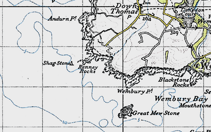 Old map of Heybrook Bay in 1946