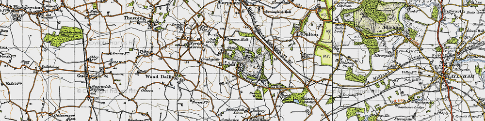 Old map of Heydon in 1945