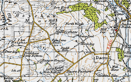 Old map of Heyshaw in 1947