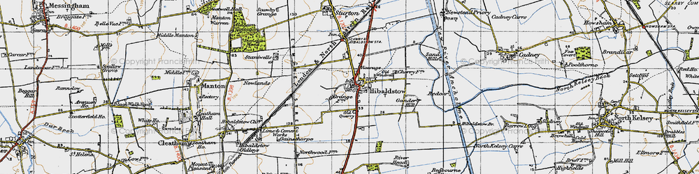 Old map of Hibaldstow in 1947