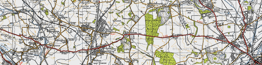 Old map of Hickleton in 1947