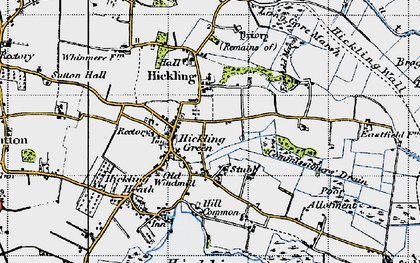 Old map of Hickling in 1945