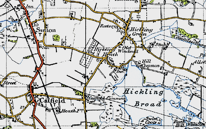 Old map of Hickling Heath in 1945