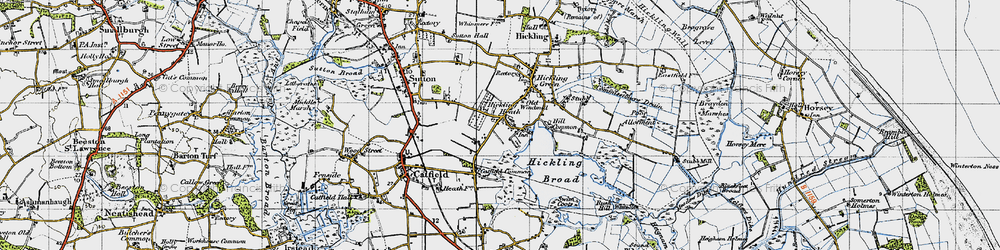 Old map of Hickling Heath in 1945