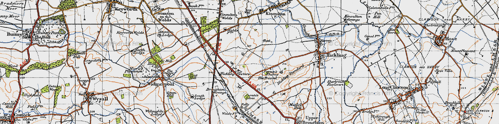 Old map of Hickling Pastures in 1946
