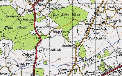 Old map of Hicks Forstal in 1947