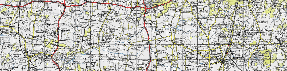 Old map of Hickstead in 1940