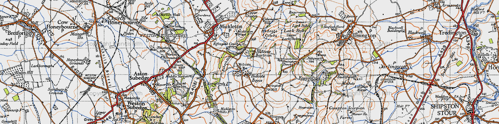 Old map of Hidcote Bartrim in 1946