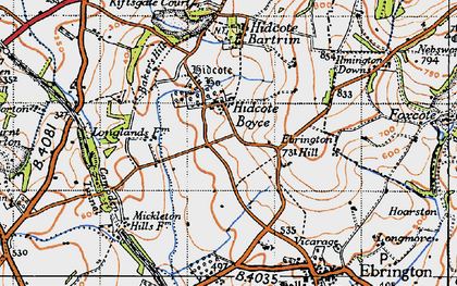 Old map of Hidcote Boyce in 1946