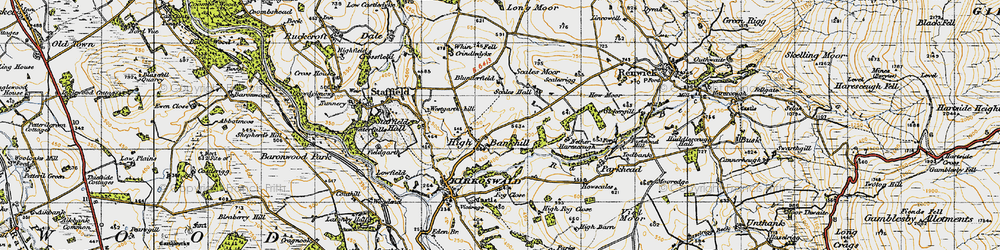 Old map of Blunderfield in 1947