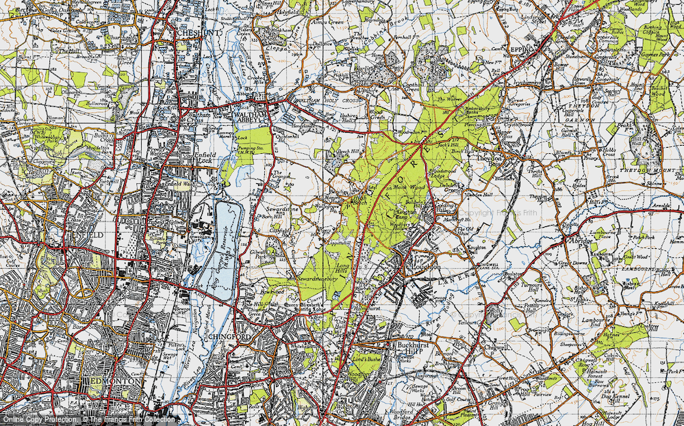 Old Map of Historic Map covering Whitehouse Plain in 1946