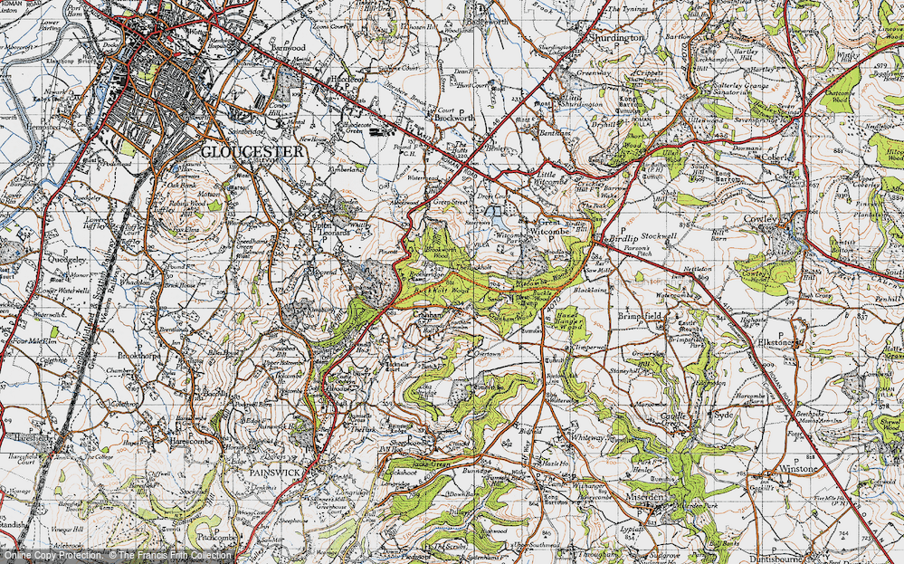 Old Map of Historic Map covering Brockworth Wood in 1946