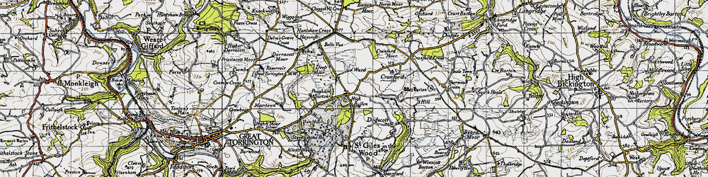 Old map of High Bullen in 1946