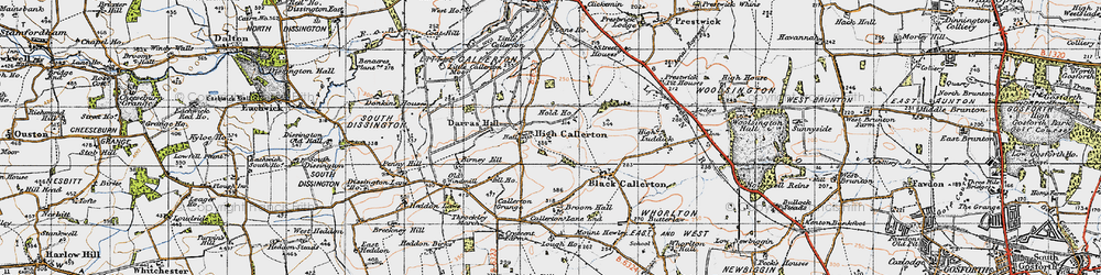 Old map of High Callerton in 1947