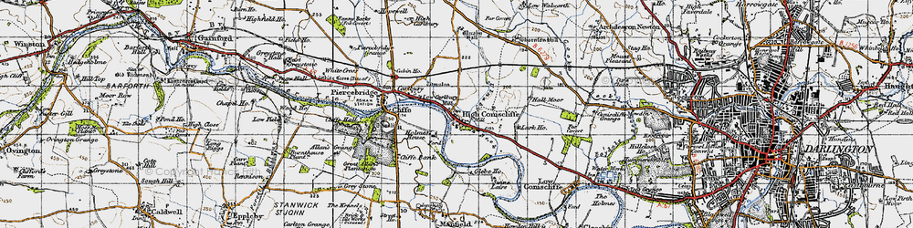 Old map of High Coniscliffe in 1947