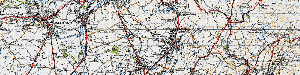 Old map of High Crompton in 1947