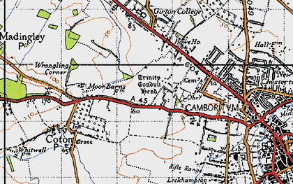 Old map of Wrangling Corner in 1946