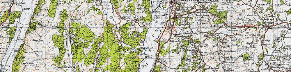 Old map of Bark House Wood in 1947
