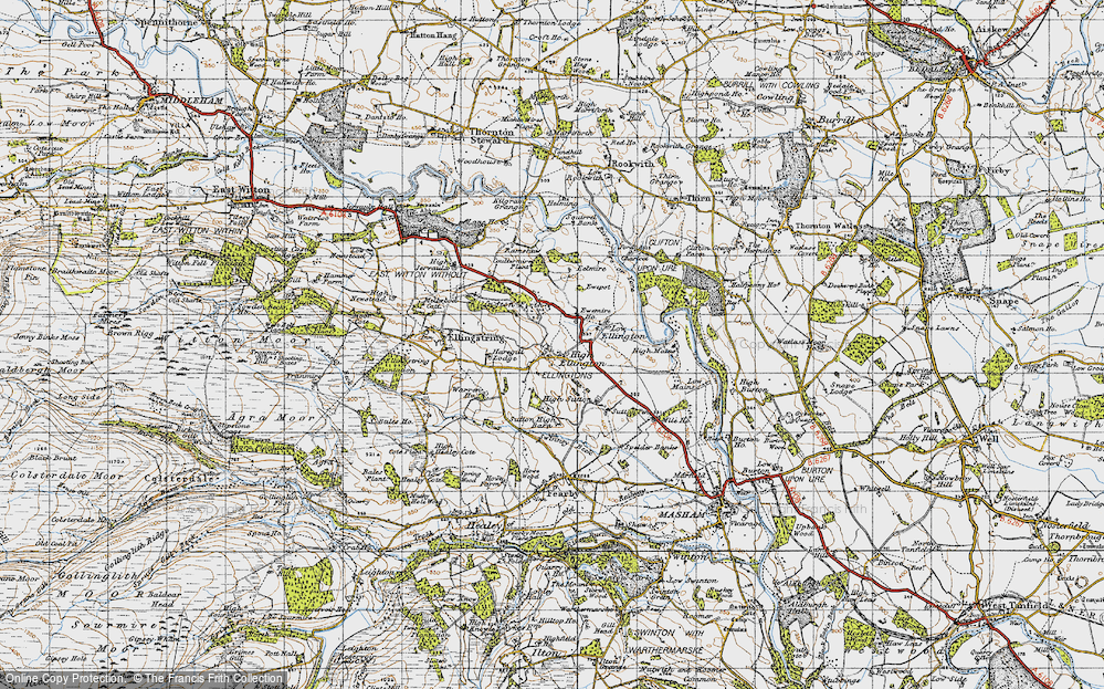 Old Map of Historic Map covering Appletree Ho in 1947