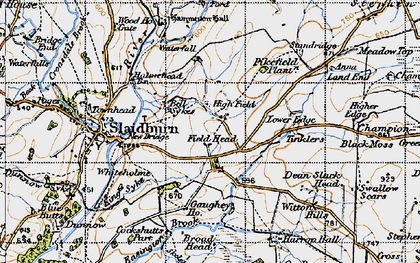 Old map of Barn Gill in 1947