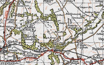 Old map of Beamish East Moor in 1947