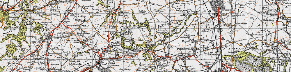 Old map of Beamish East Moor in 1947