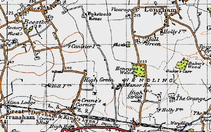 Old map of High Green in 1946