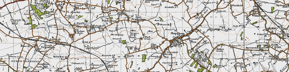 Old map of Saham Grove in 1946