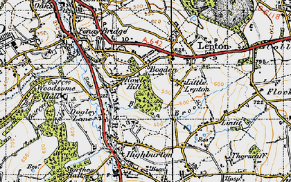 Old map of High Green in 1947