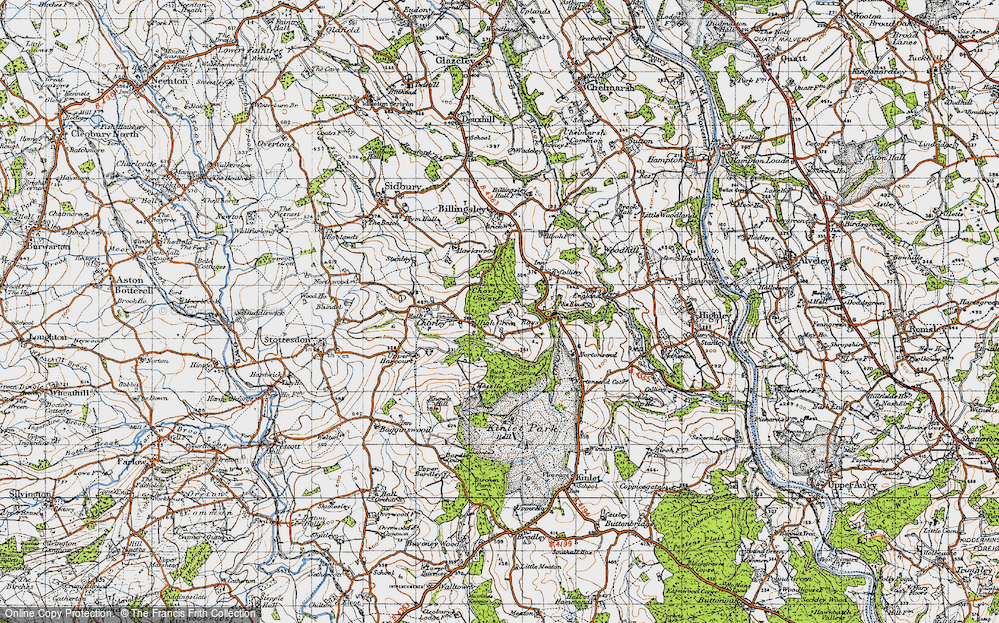 Old Map of Historic Map covering Bush Wood in 1947