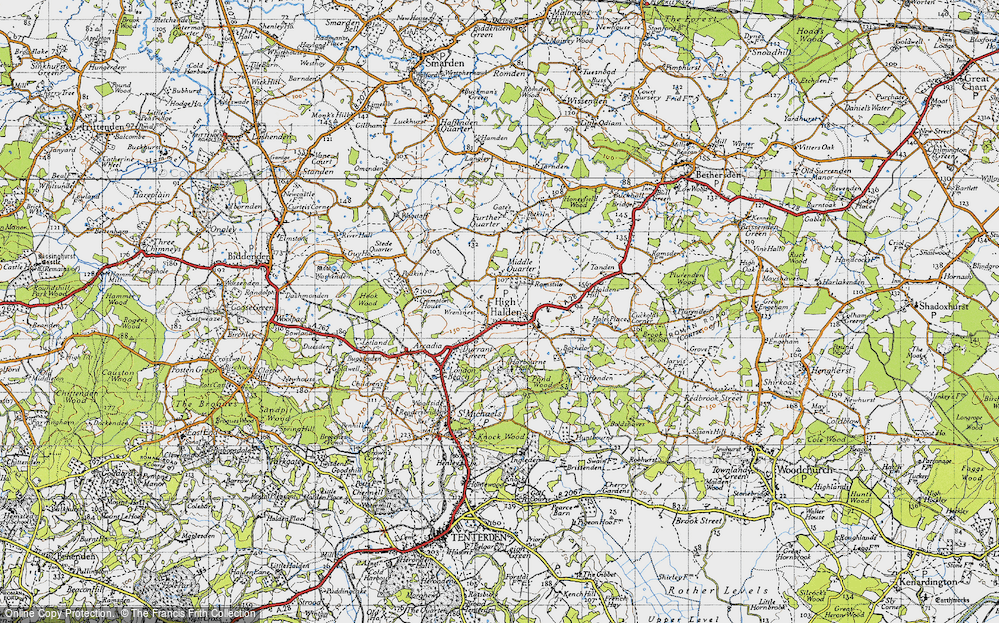 Old Map of High Halden, 1940 in 1940