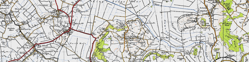 Old map of High Ham in 1945