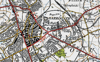 Old map of High Harrogate in 1947