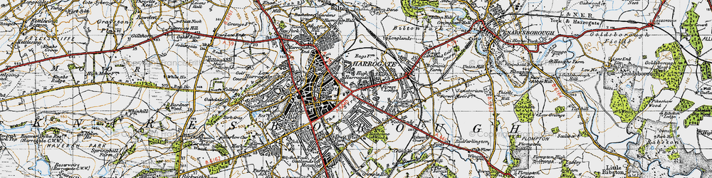 Old map of High Harrogate in 1947