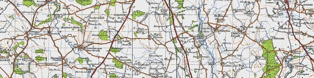 Old map of High Hatton in 1947