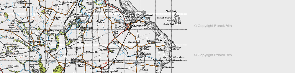 Old map of High Hauxley in 1947