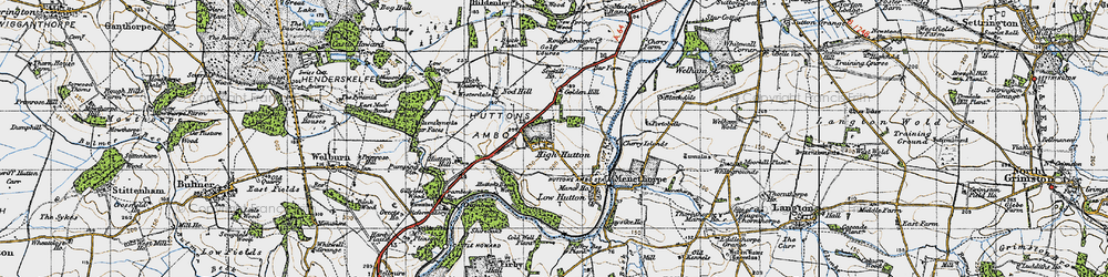 Old map of Hildenley Home Fm in 1947