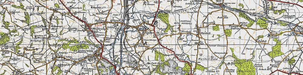 Old map of Woodall Service Area in 1947
