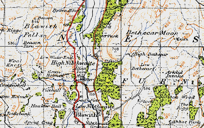 Old map of Bethecar Moor in 1947