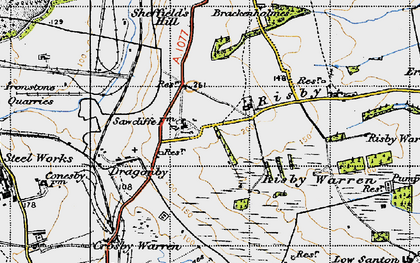 Old map of High Risby in 1947