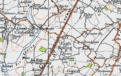 Old map of High Roding in 1946