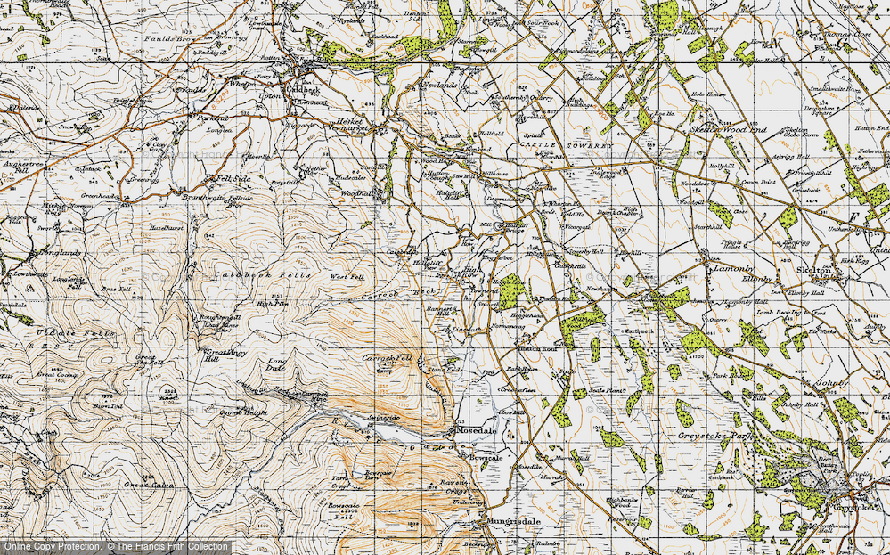 Old Map of Historic Map covering Bannest Hill in 1947