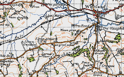Old map of Afon Cwm-Waun-gron in 1946