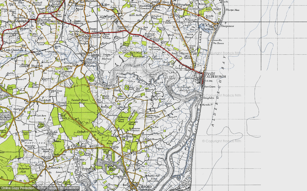Old Map of Historic Map covering Black Walks in 1946
